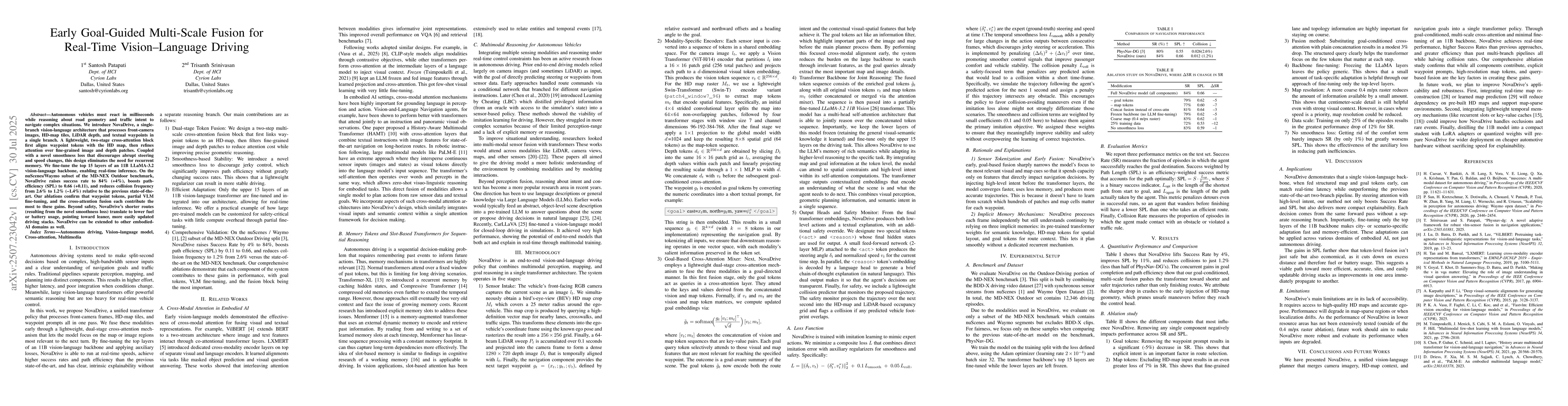 Thumbnail for Early Goal-Guided Multi-Scale Fusion for Real-Time Vision-Language
  Driving
