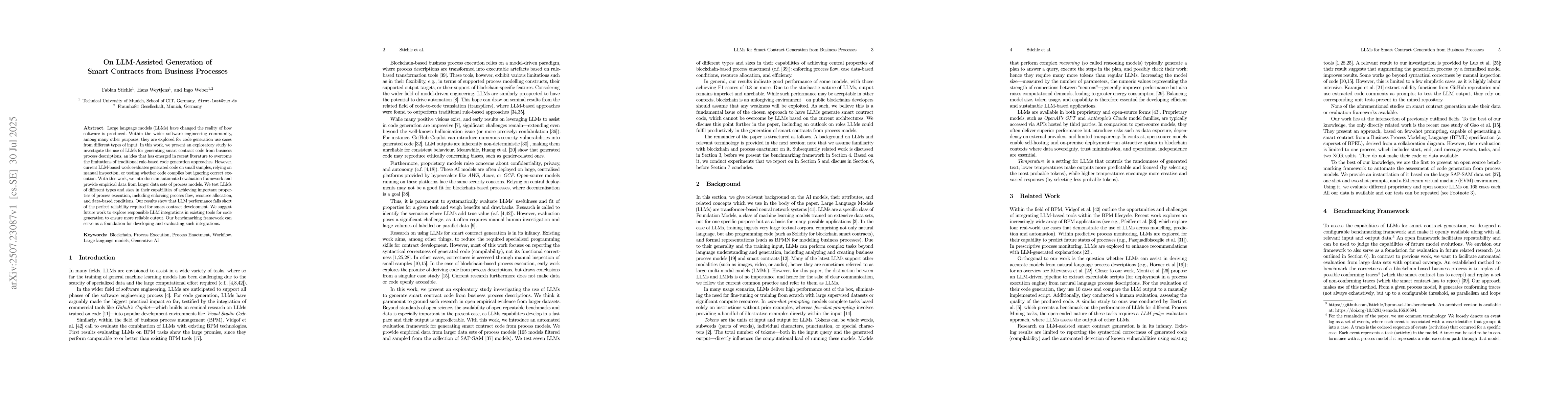 Thumbnail for On LLM-Assisted Generation of Smart Contracts from Business Processes