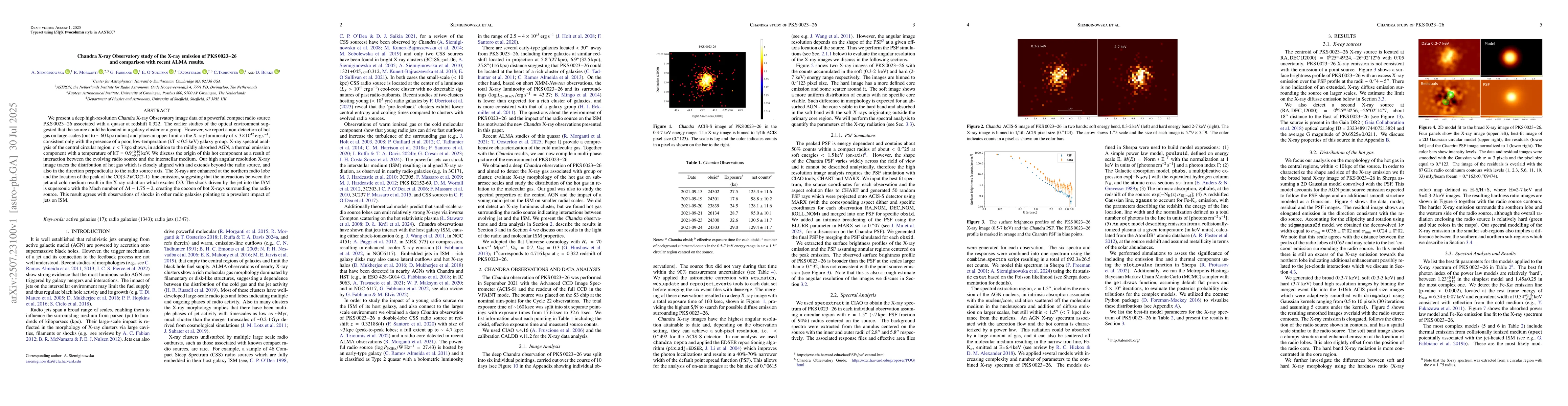Thumbnail for Chandra X-ray Observatory study of the X-ray emission of PKS 0023-26 and
  comparison with recent ALMA results