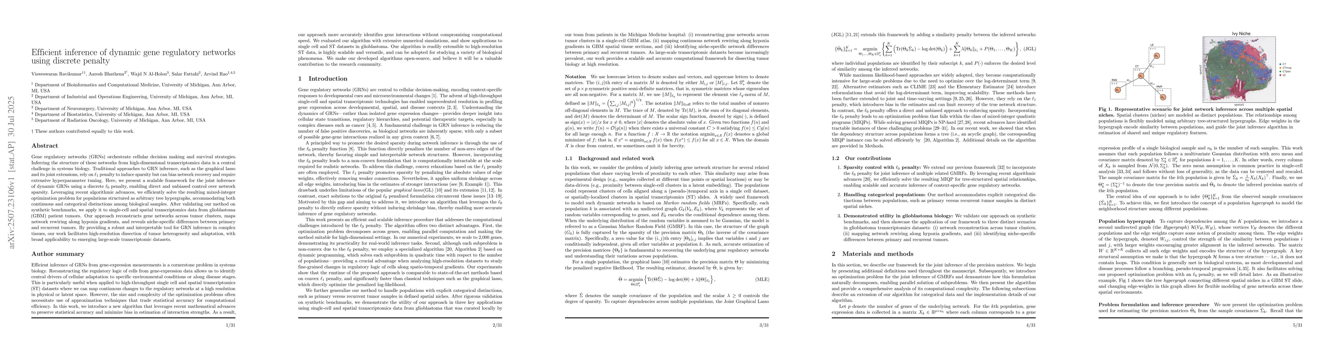 Thumbnail for Efficient inference of dynamic gene regulatory networks using discrete
  penalty