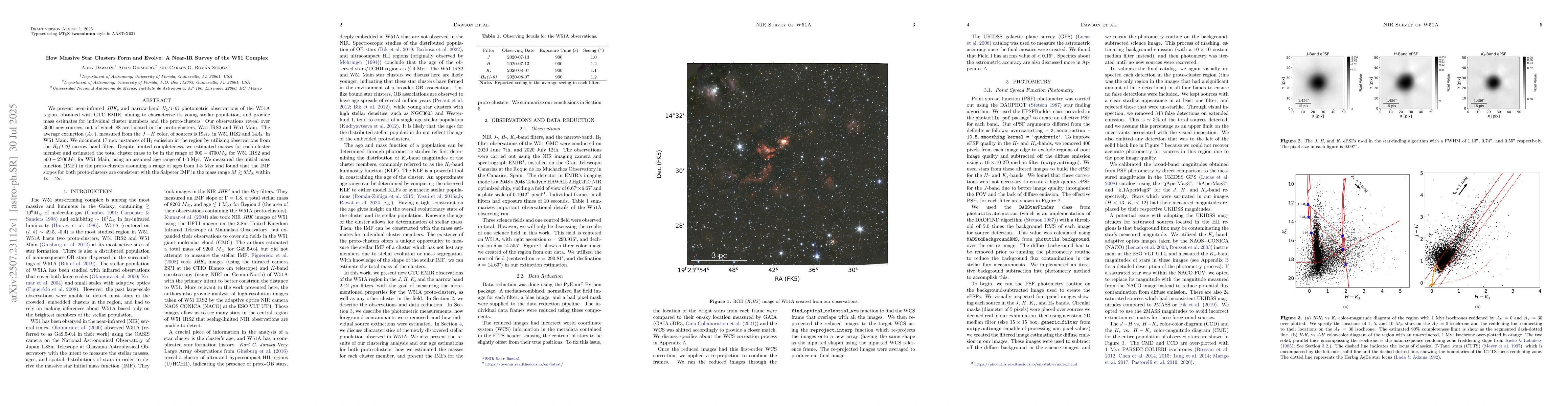 Thumbnail for How Massive Star Clusters Form and Evolve: A Near-IR Survey of the W51
  Complex