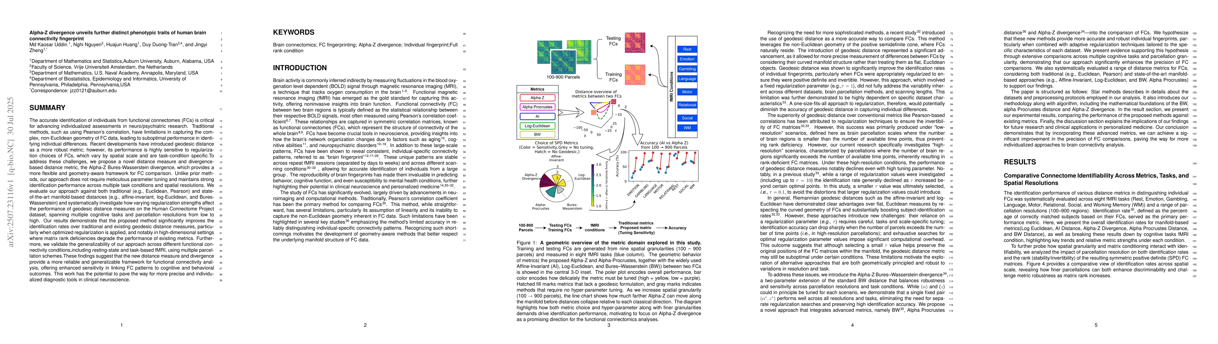 Thumbnail for Alpha-Z divergence unveils further distinct phenotypic traits of human
  brain connectivity fingerprint