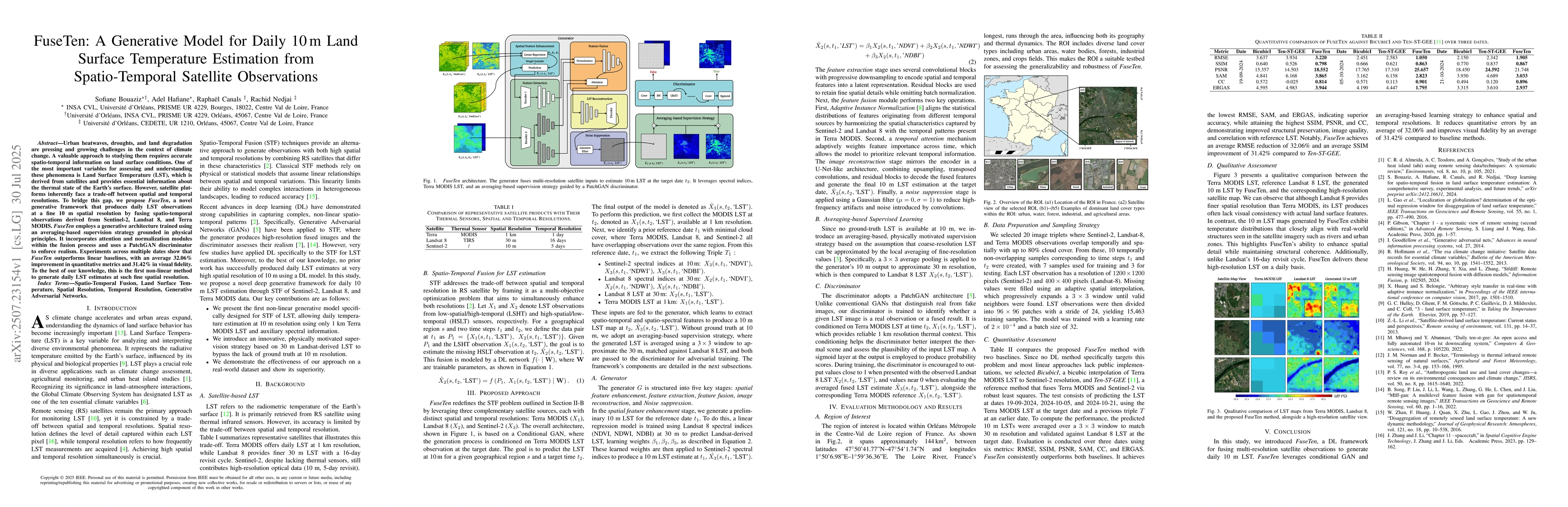 Thumbnail for FuseTen: A Generative Model for Daily 10 m Land Surface Temperature
  Estimation from Spatio-Temporal Satellite Observations