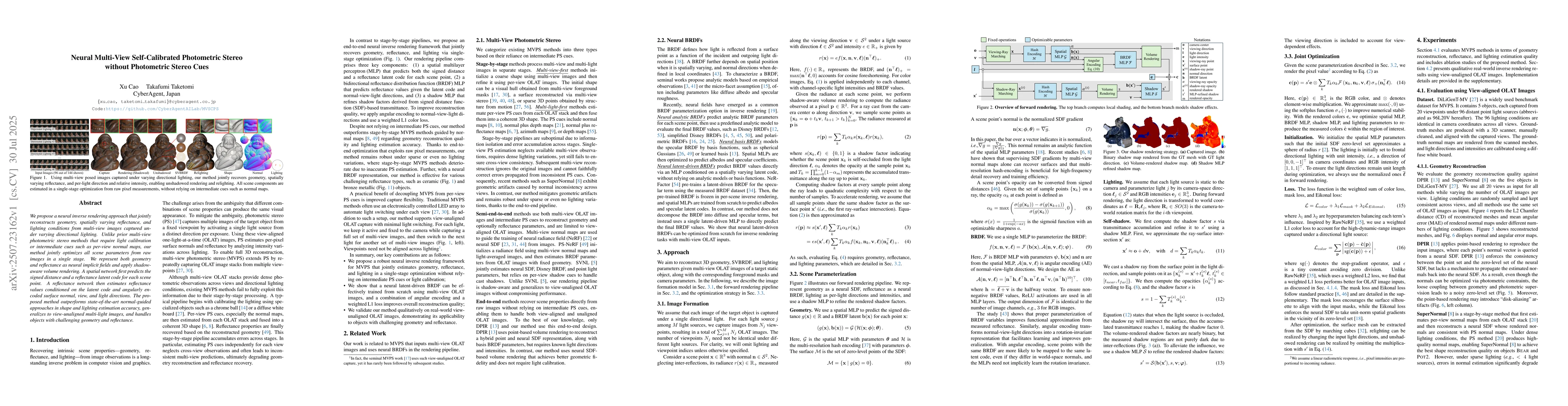 Thumbnail for Neural Multi-View Self-Calibrated Photometric Stereo without Photometric
  Stereo Cues