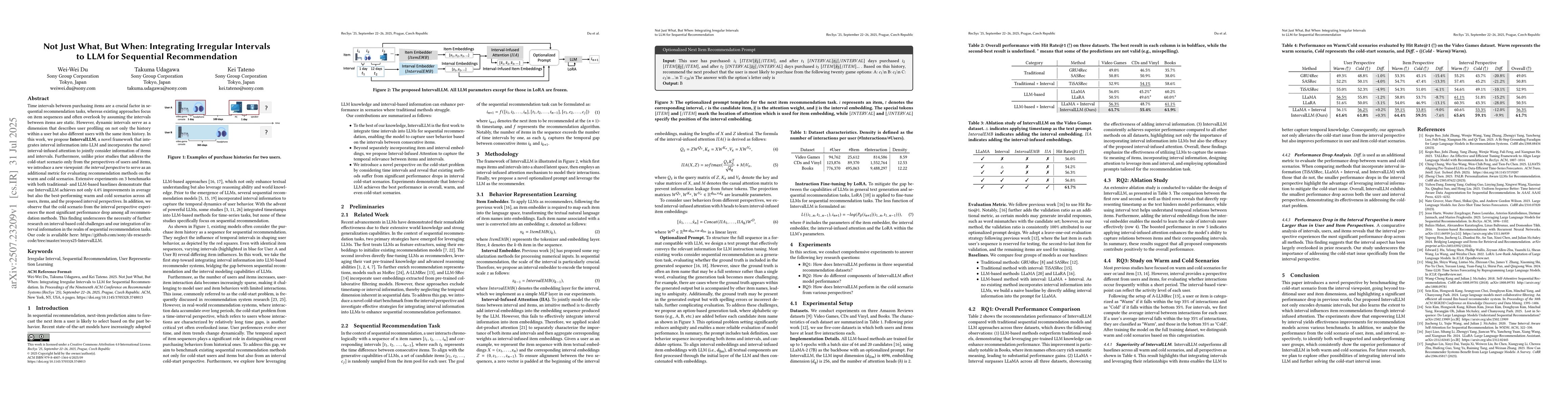 Thumbnail for Not Just What, But When: Integrating Irregular Intervals to LLM for
  Sequential Recommendation