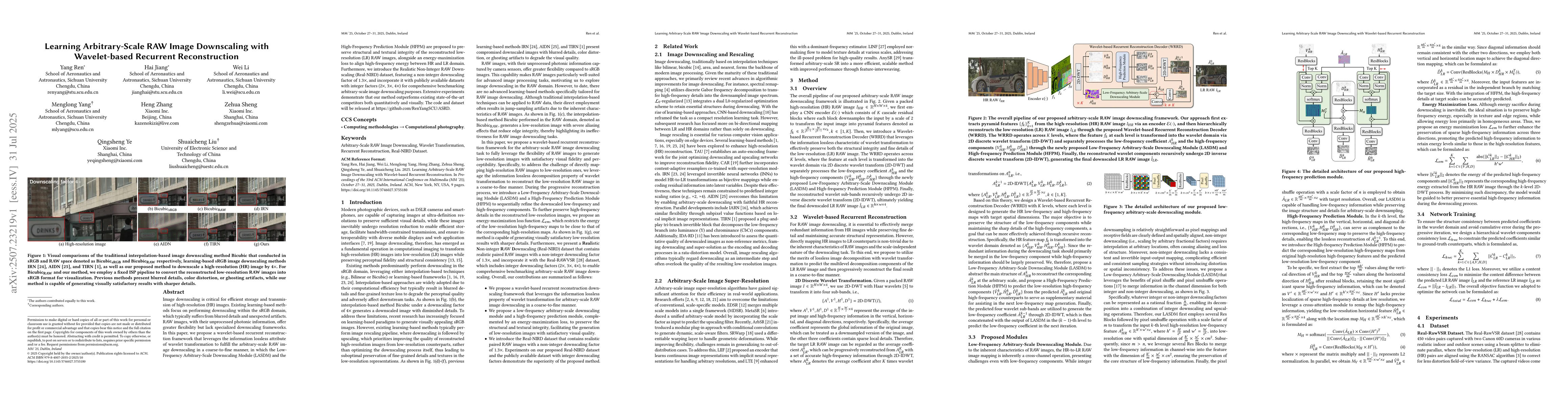 Thumbnail for Learning Arbitrary-Scale RAW Image Downscaling with Wavelet-based
  Recurrent Reconstruction