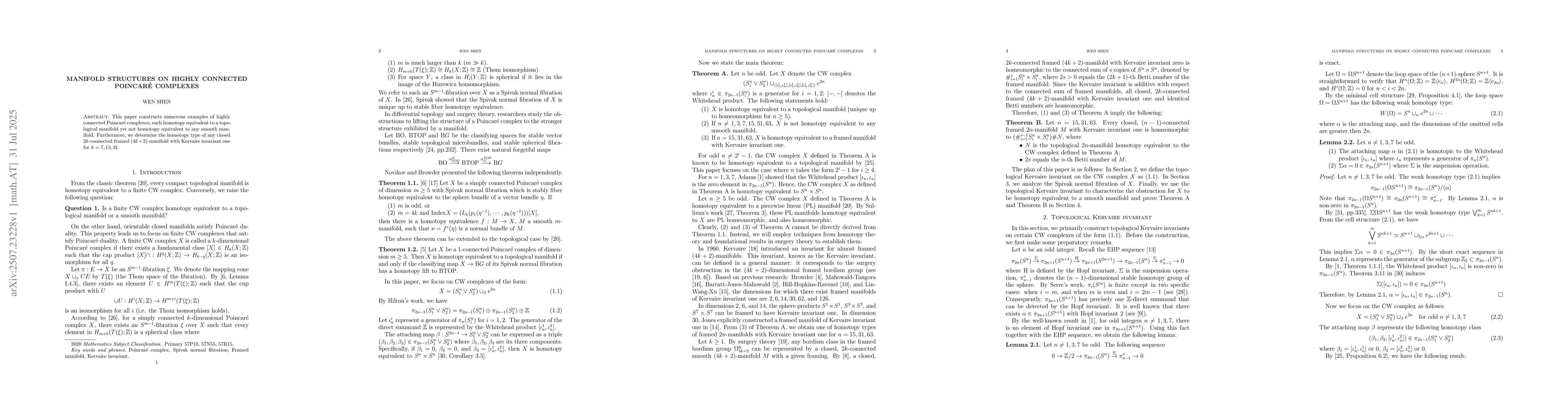 Thumbnail for Manifold structures on highly connected PoincarĂŠ complexes