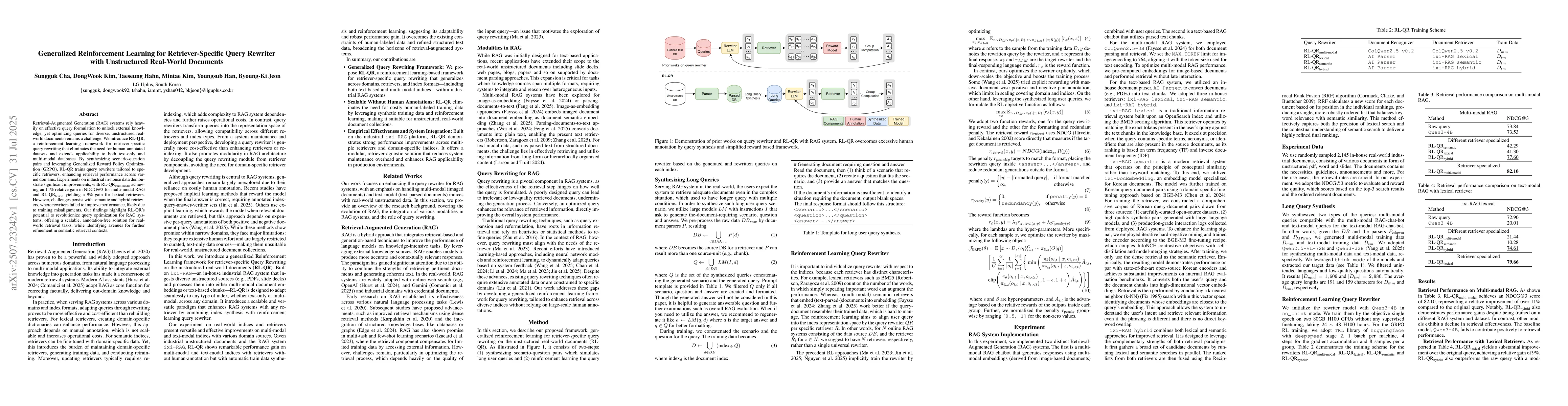 Thumbnail for Generalized Reinforcement Learning for Retriever-Specific Query Rewriter
  with Unstructured Real-World Documents