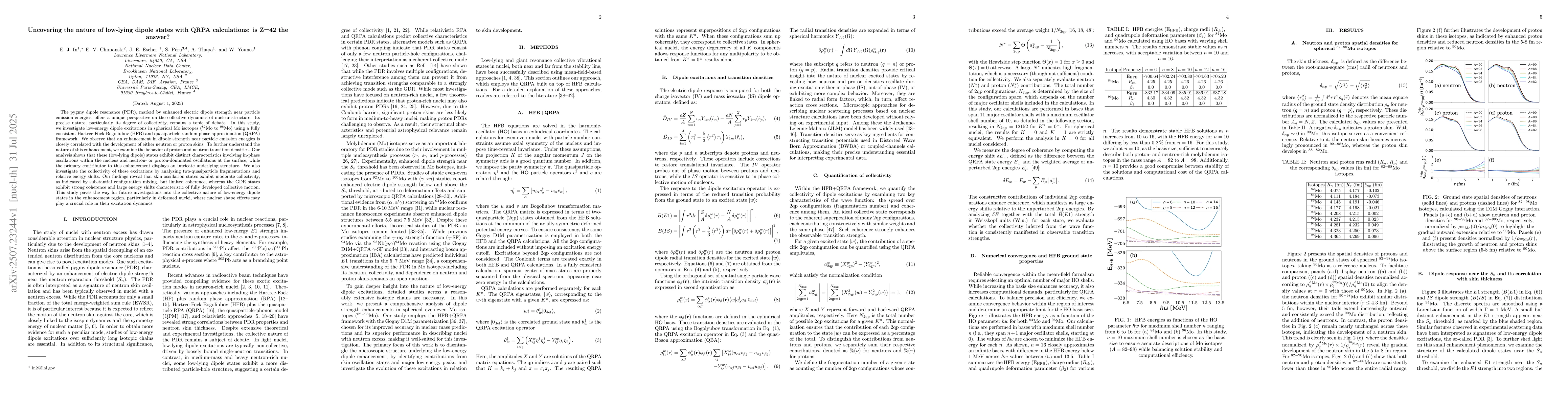 Thumbnail for Uncovering the nature of low-lying dipole states with QRPA calculations:
  is Z=42 the answer?
