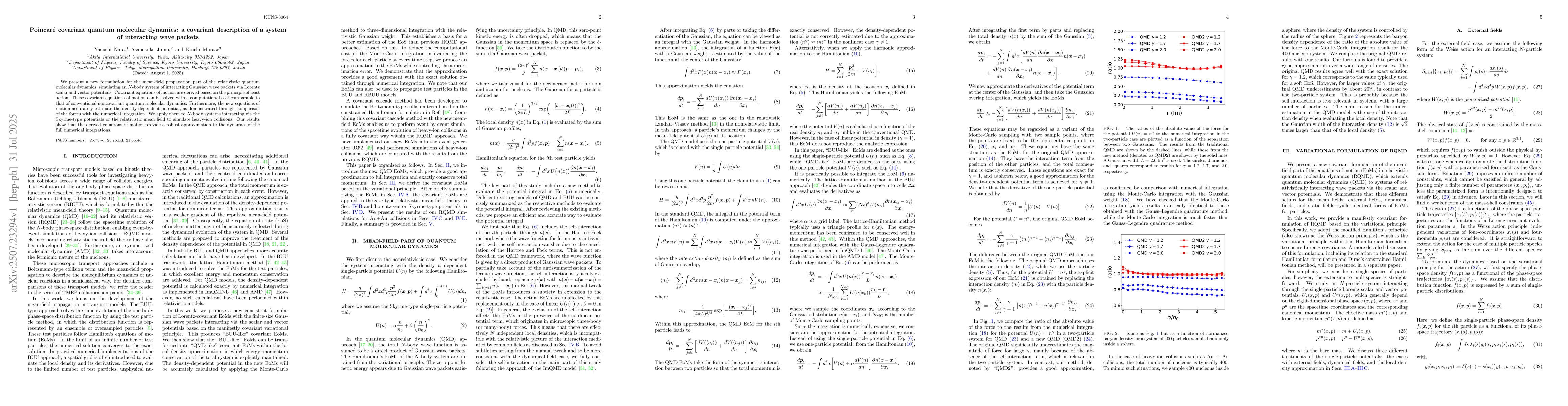 Thumbnail for Poincaré covariant quantum molecular dynamics: a covariant description
  of a system of interacting wave packets