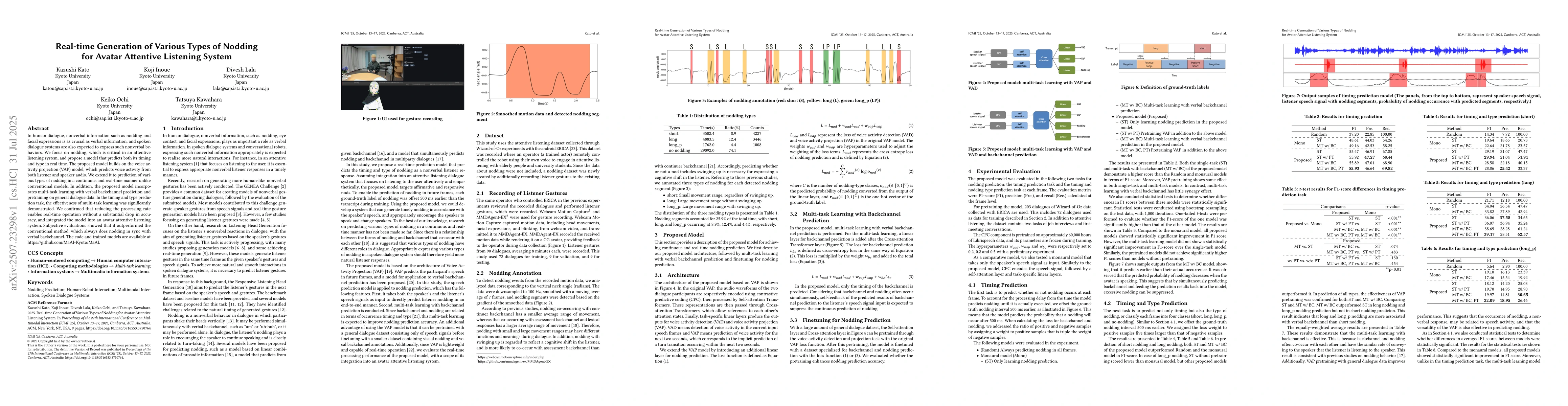 Thumbnail for Real-time Generation of Various Types of Nodding for Avatar Attentive
  Listening System