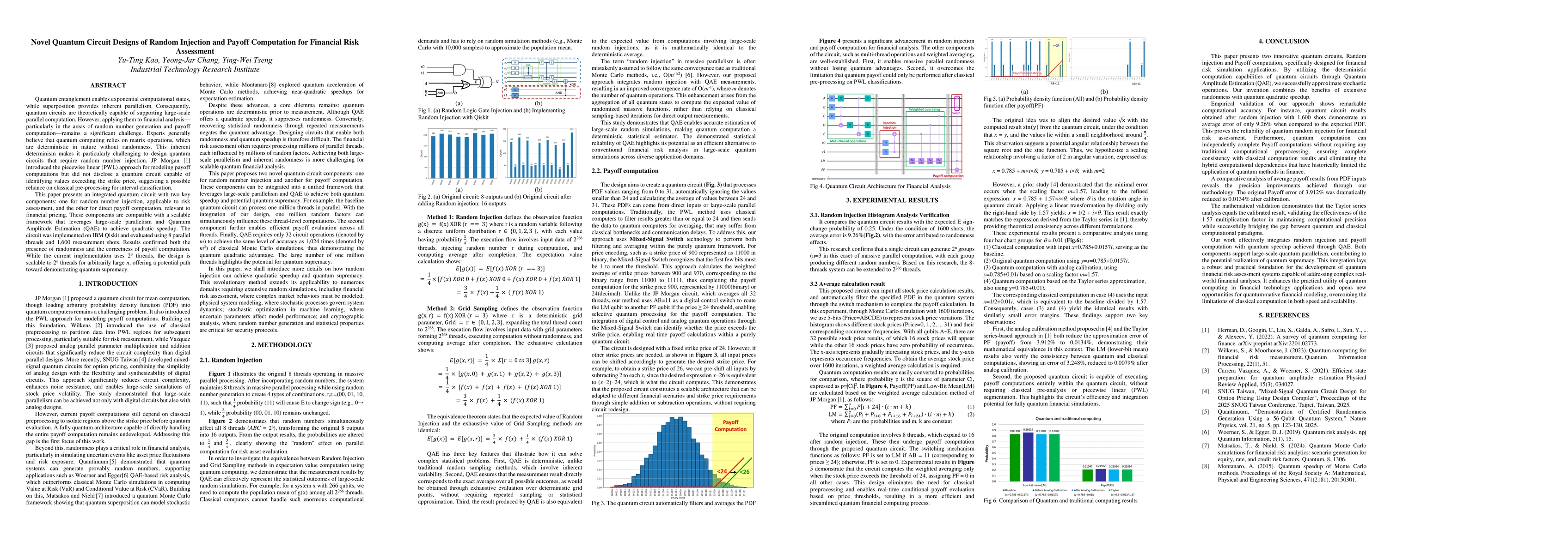Thumbnail for Novel Quantum Circuit Designs of Random Injection and Payoff Computation
  for Financial Risk Assessment