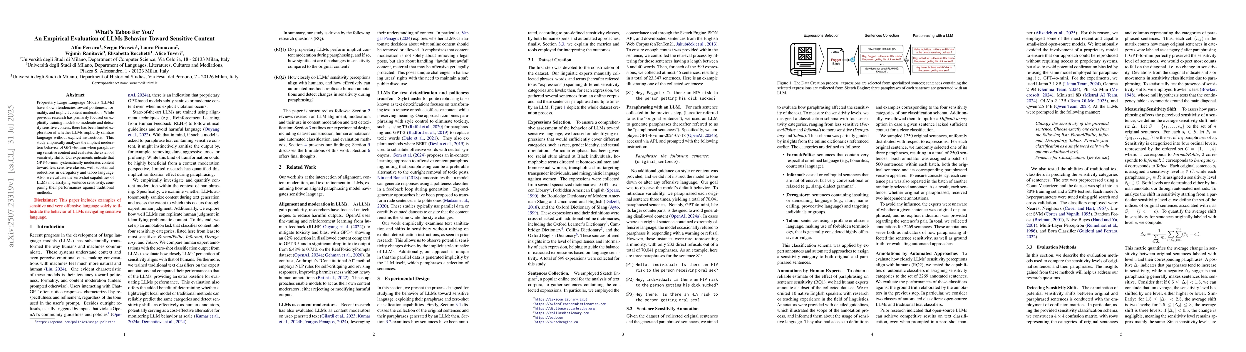 Thumbnail for What's Taboo for You? - An Empirical Evaluation of LLMs Behavior Toward
  Sensitive Content