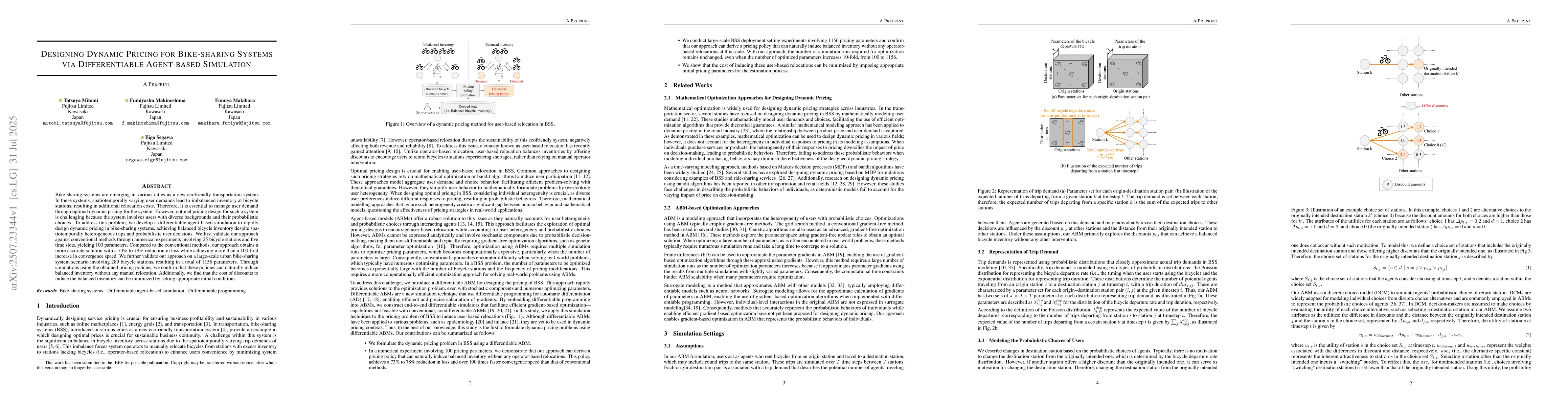 Thumbnail for Designing Dynamic Pricing for Bike-sharing Systems via Differentiable
  Agent-based Simulation