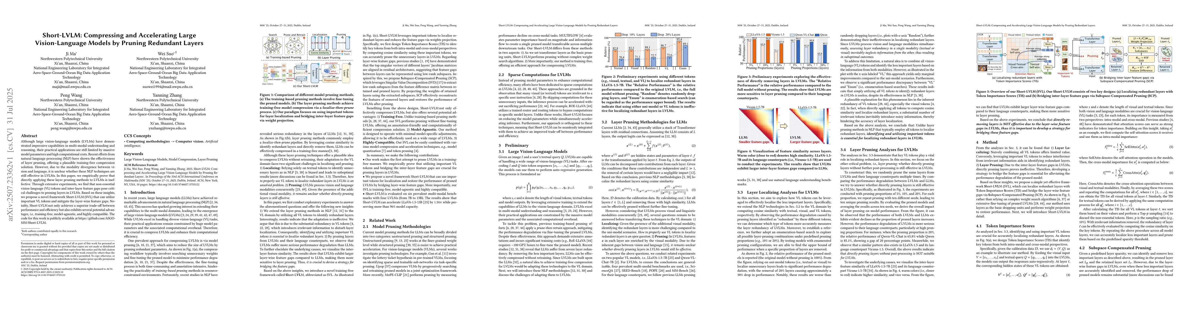 Thumbnail for Short-LVLM: Compressing and Accelerating Large Vision-Language Models by
  Pruning Redundant Layers