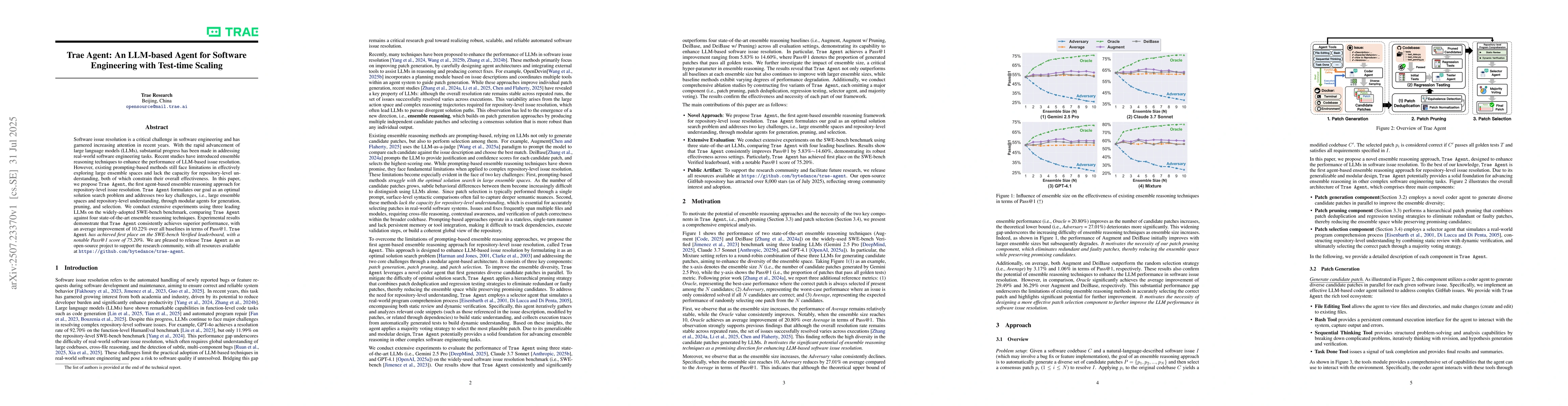 Thumbnail for Trae Agent: An LLM-based Agent for Software Engineering with Test-time
  Scaling