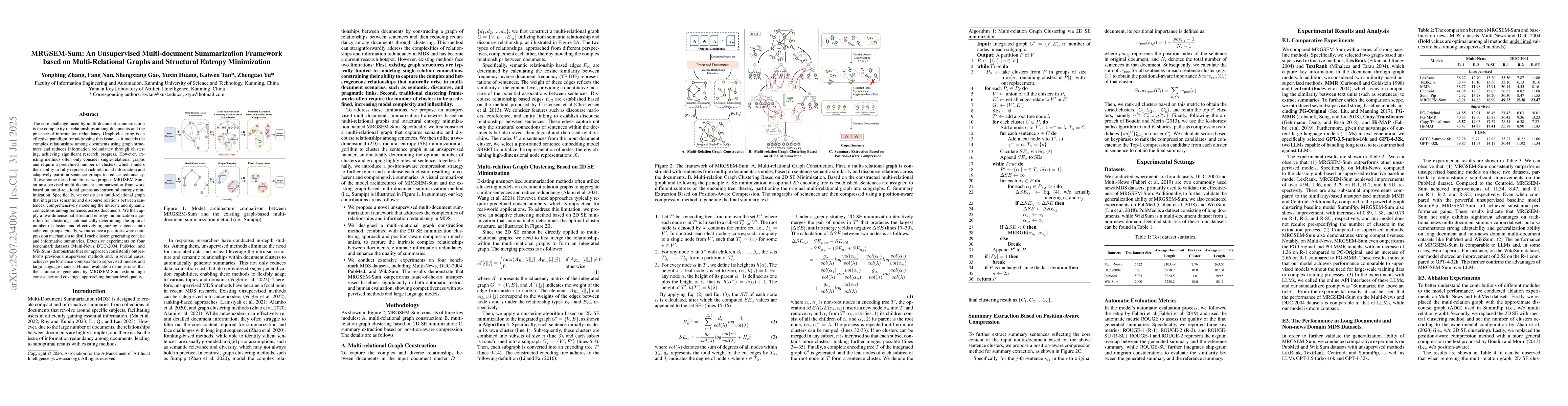 Thumbnail for MRGSEM-Sum: An Unsupervised Multi-document Summarization Framework based
  on Multi-Relational Graphs and Structural Entropy Minimization
