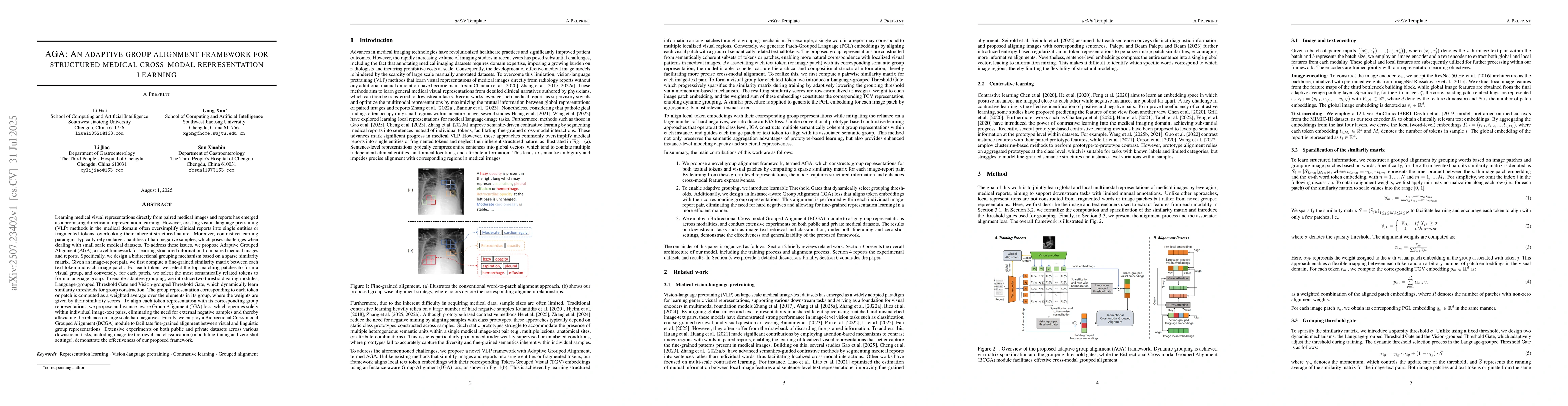Thumbnail for AGA: An adaptive group alignment framework for structured medical
  cross-modal representation learning