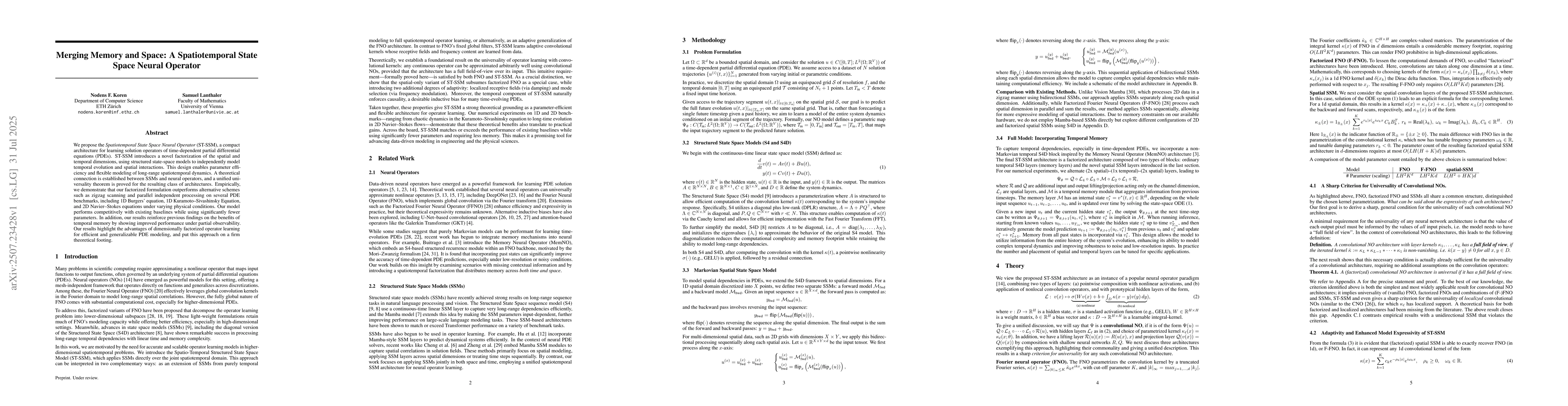 Thumbnail for Merging Memory and Space: A Spatiotemporal State Space Neural Operator