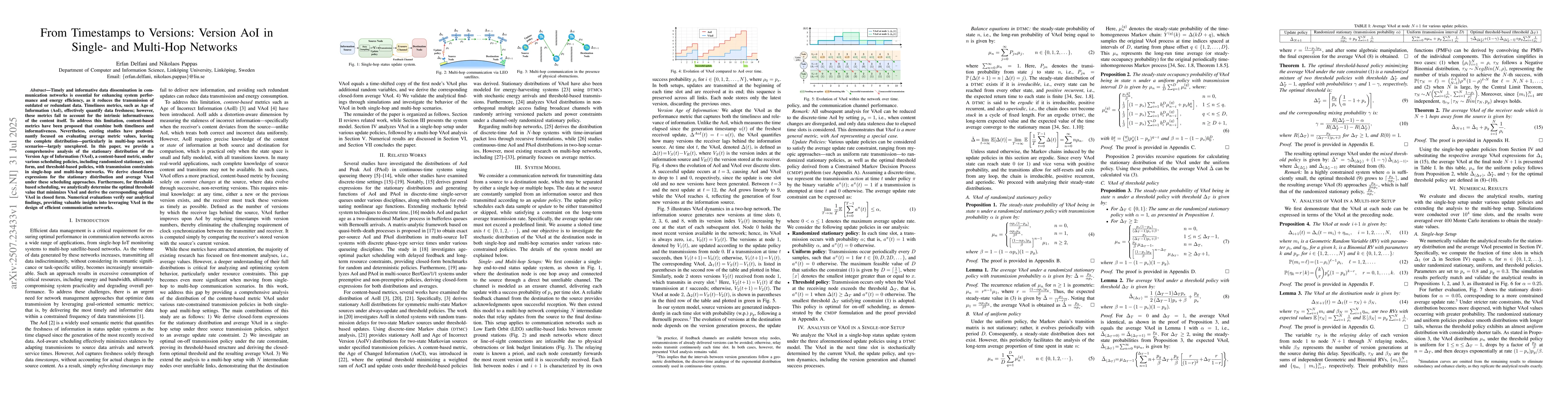 Thumbnail for From Timestamps to Versions: Version AoI in Single- and Multi-Hop
  Networks