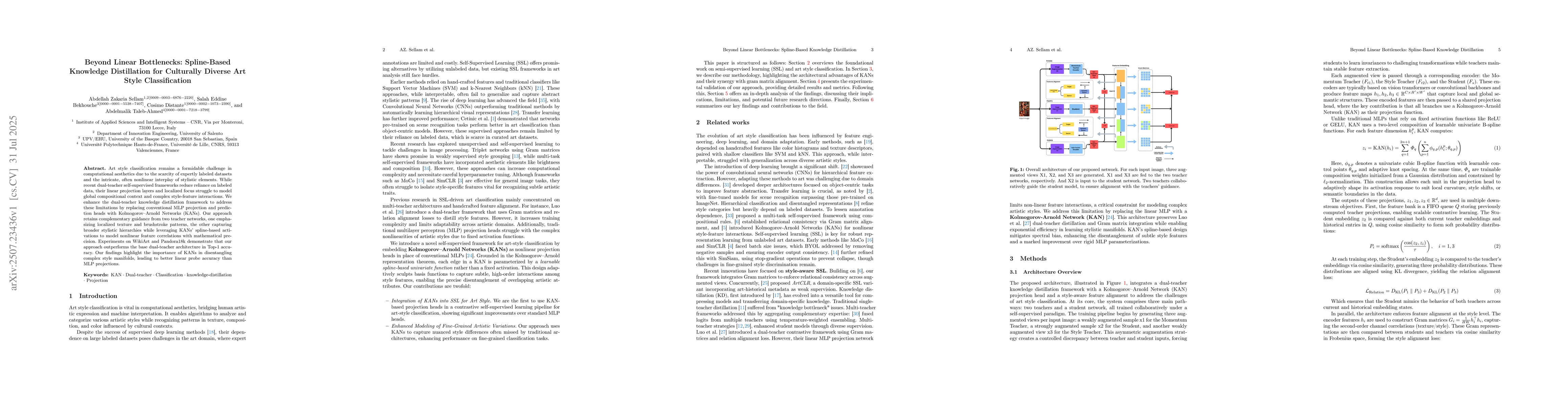 Thumbnail for Beyond Linear Bottlenecks: Spline-Based Knowledge Distillation for
  Culturally Diverse Art Style Classification