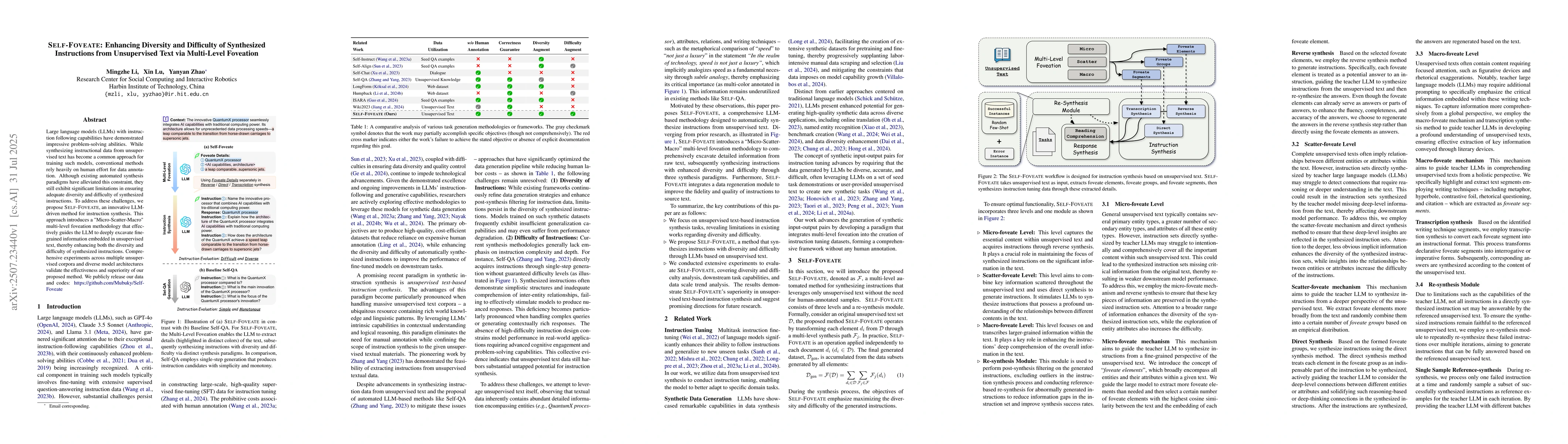 Thumbnail for Self-Foveate: Enhancing Diversity and Difficulty of Synthesized
  Instructions from Unsupervised Text via Multi-Level Foveation