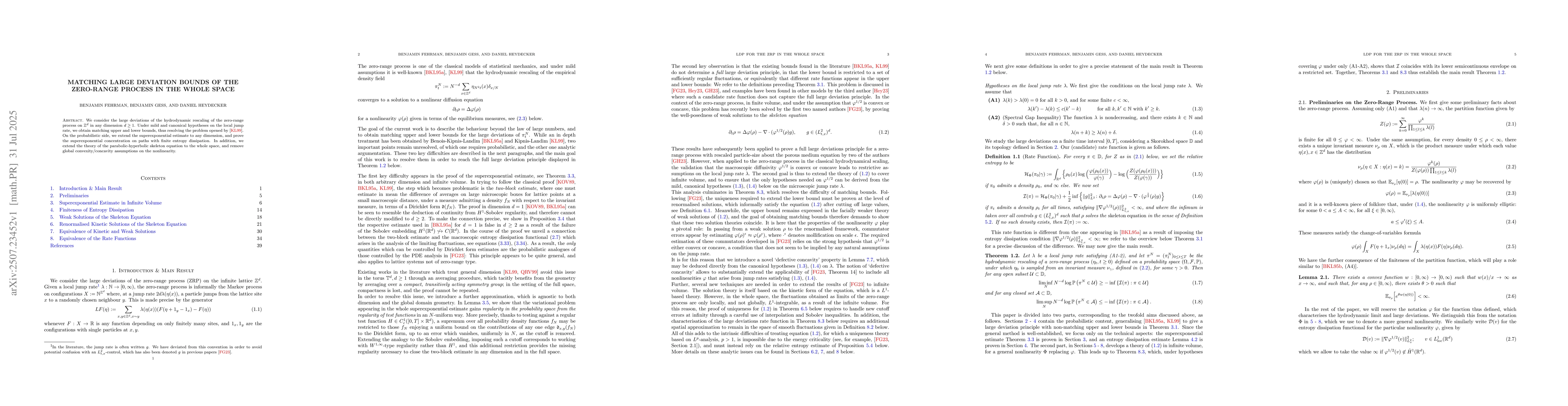 Thumbnail for Matching Large Deviation Bounds of the Zero-Range Process in the whole
  space