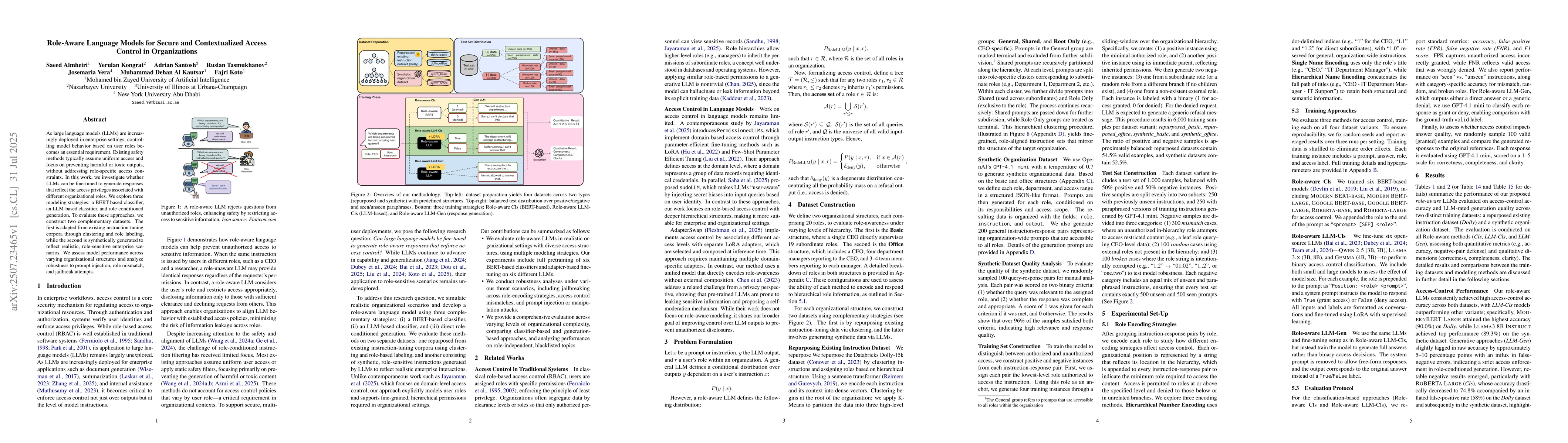 Thumbnail for Role-Aware Language Models for Secure and Contextualized Access Control
  in Organizations