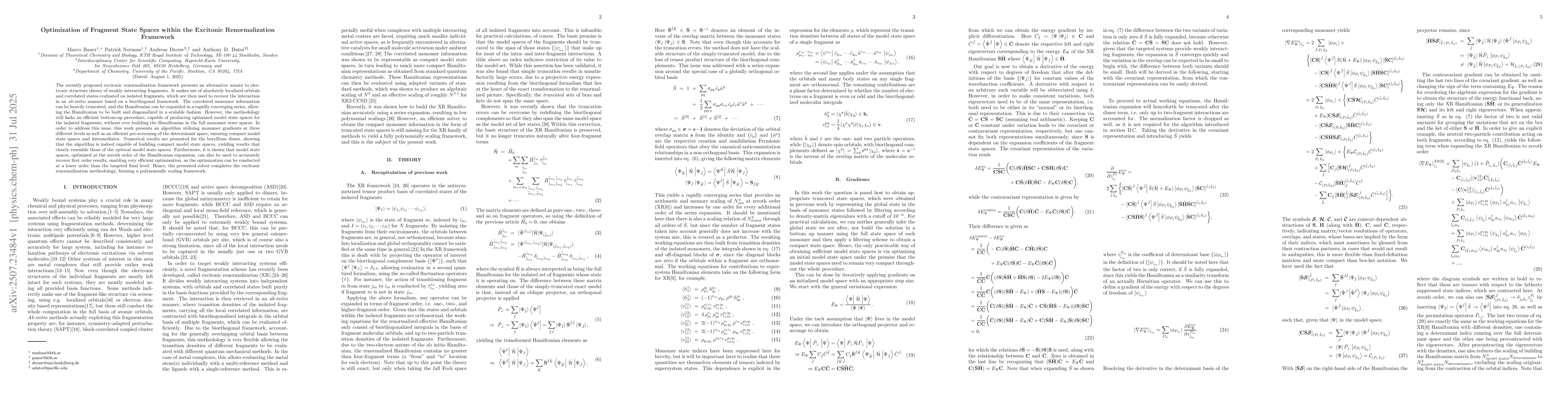 Thumbnail for Optimization of Fragment State Spaces within the Excitonic
  Renormalization Framework
