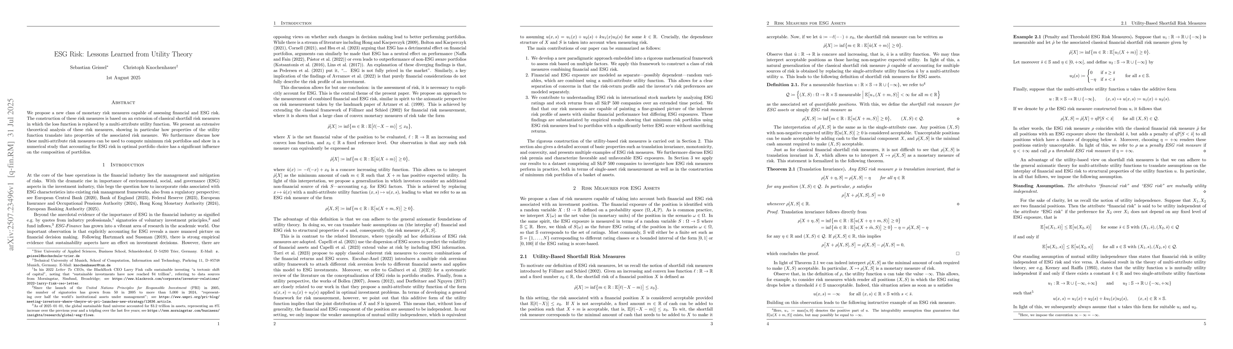 Thumbnail for ESG Risk: Lessons Learned from Utility Theory