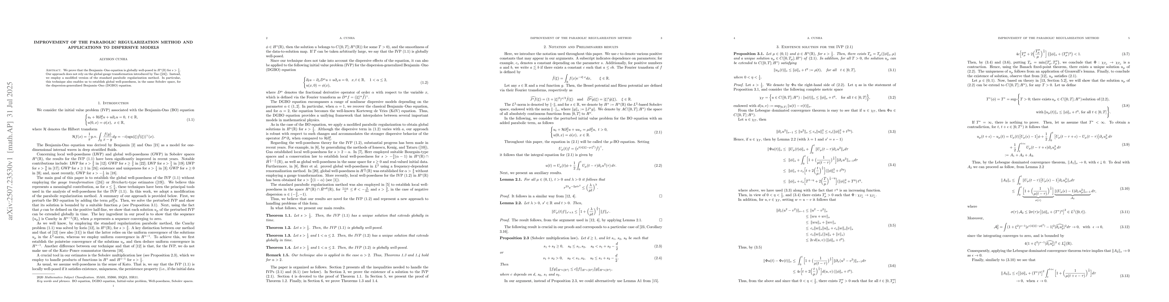 Thumbnail for Improvement of the Parabolic Regularization Method and Applications to
  Dispersive Models