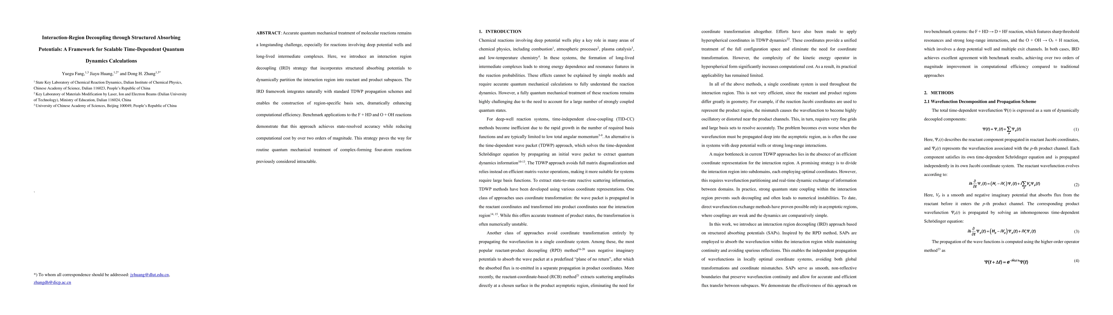 Thumbnail for Interaction-Region Decoupling through Structured Absorbing Potentials: A
  Framework for Scalable Time-Dependent Quantum Dynamics Calculations