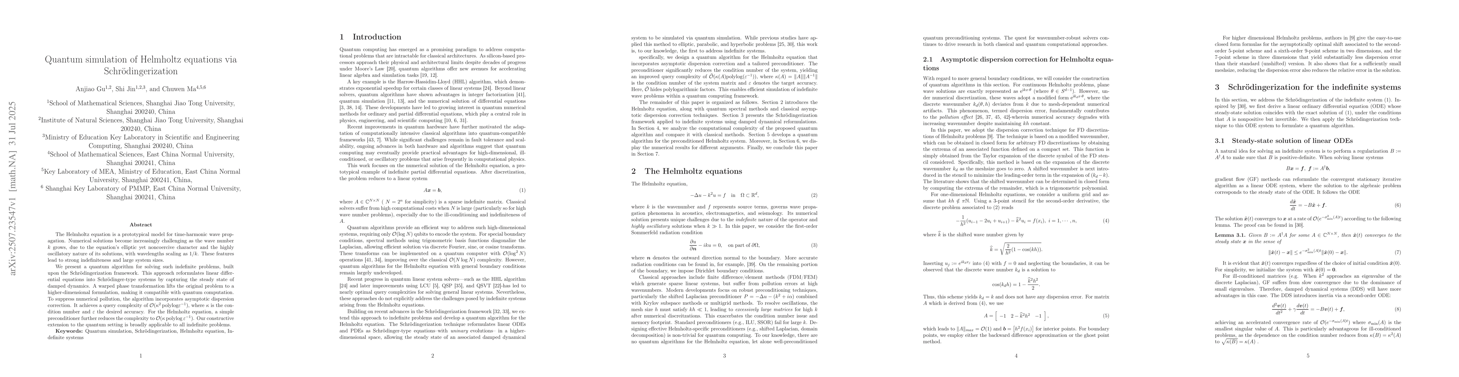 Thumbnail for Quantum simulation of Helmholtz equations via Schr{ö}dingerization