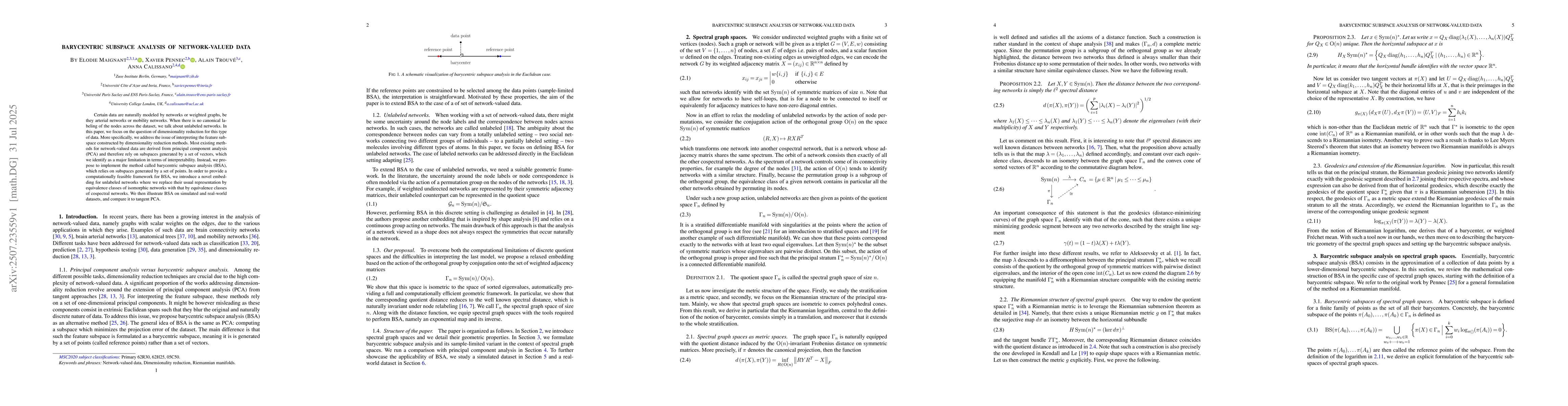Thumbnail for Barycentric subspace analysis of network-valued data