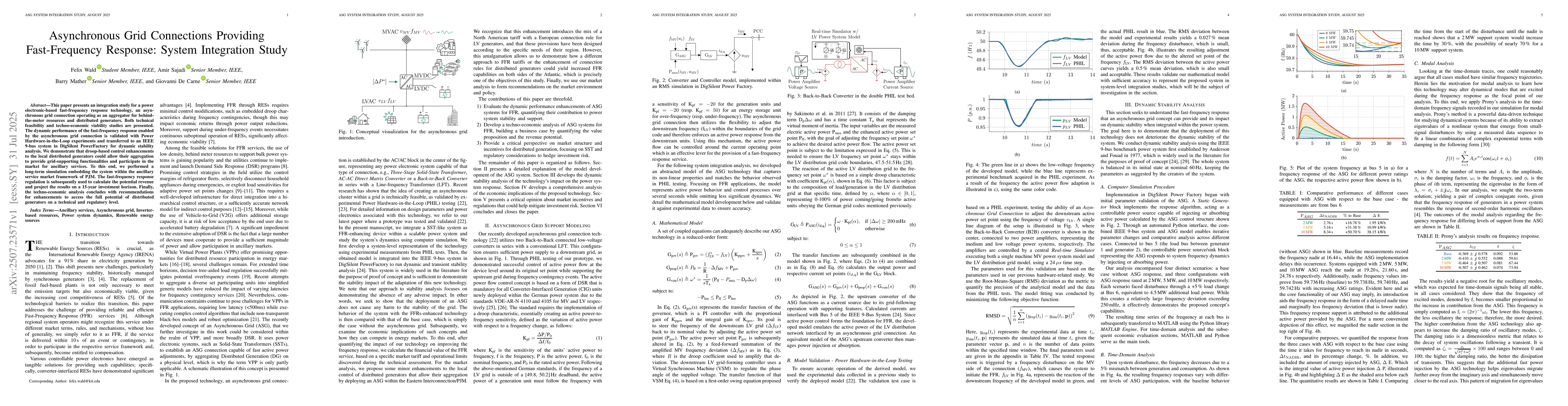 Thumbnail for Asynchronous Grid Connections Providing Fast-Frequency Response: System
  Integration Study