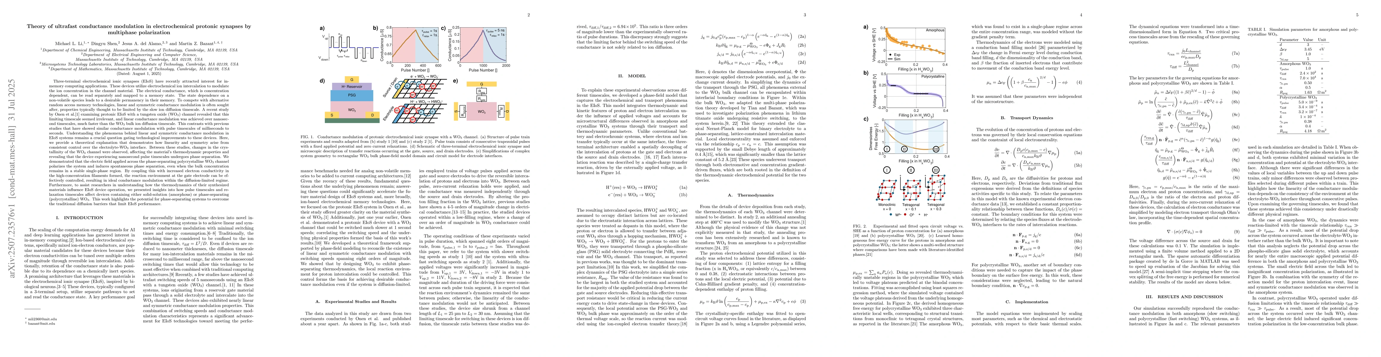 Thumbnail for Theory of ultrafast conductance modulation in electrochemical protonic
  synapses by multiphase polarization