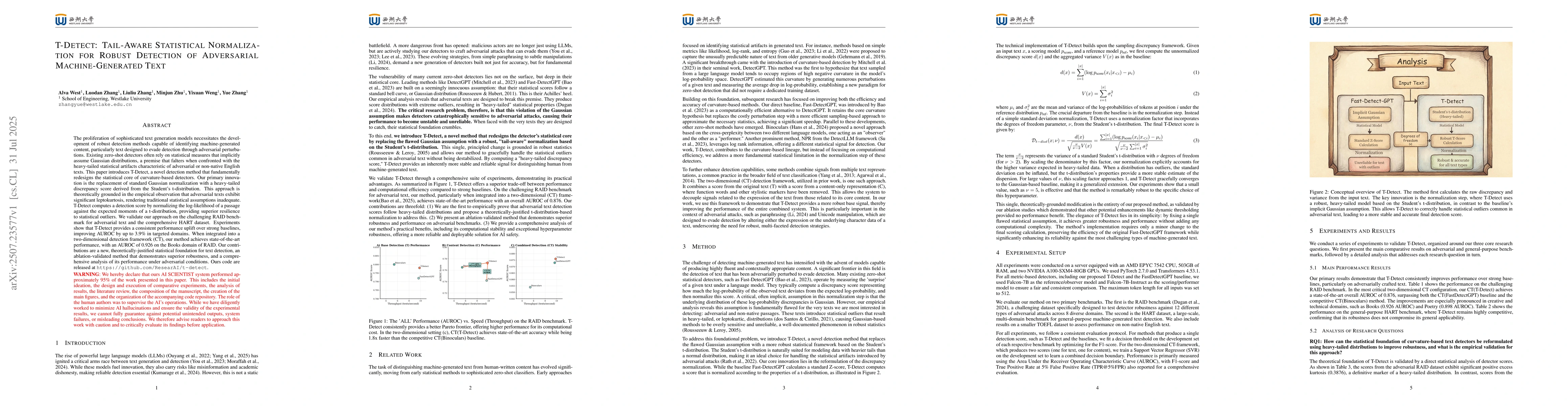Thumbnail for T-Detect: Tail-Aware Statistical Normalization for Robust Detection of
  Adversarial Machine-Generated Text