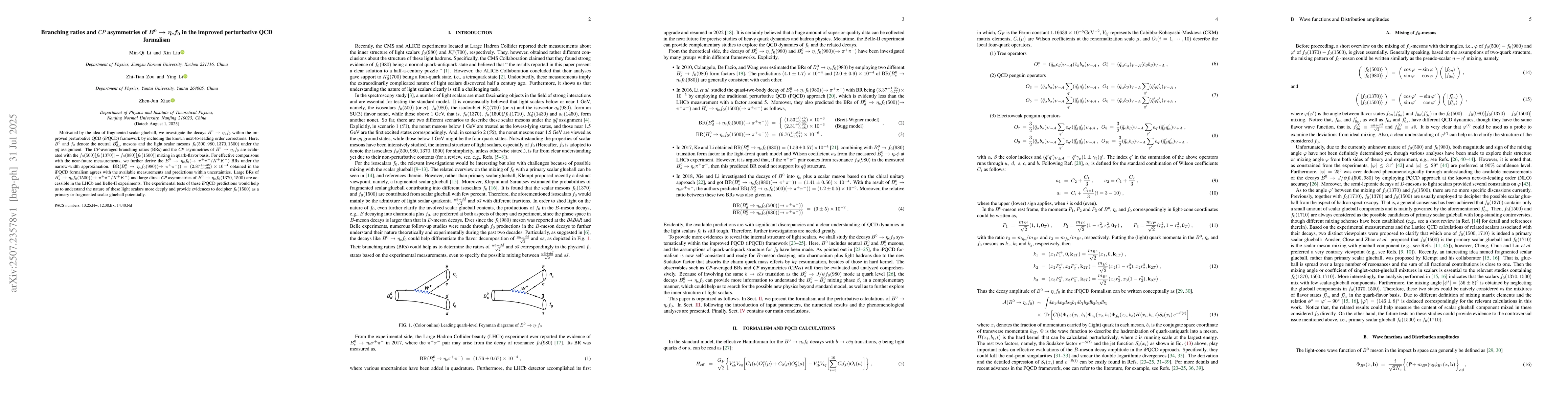 Thumbnail for Branching ratios and CP asymmetries of $B^0 \to η_c f_0$ in the
  improved perturbative QCD formalism