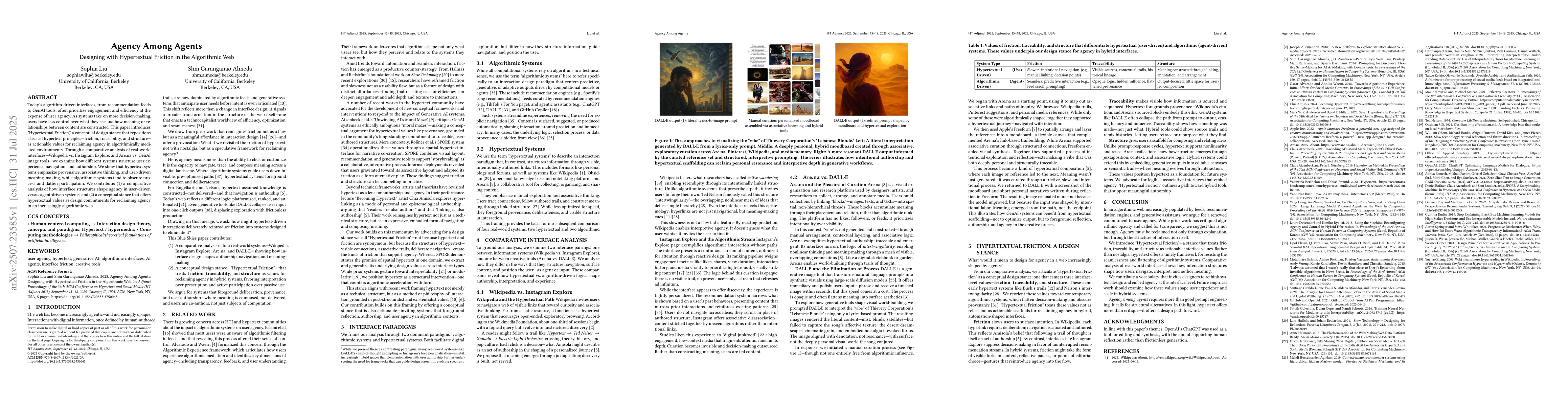 Thumbnail for Agency Among Agents: Designing with Hypertextual Friction in the
  Algorithmic Web