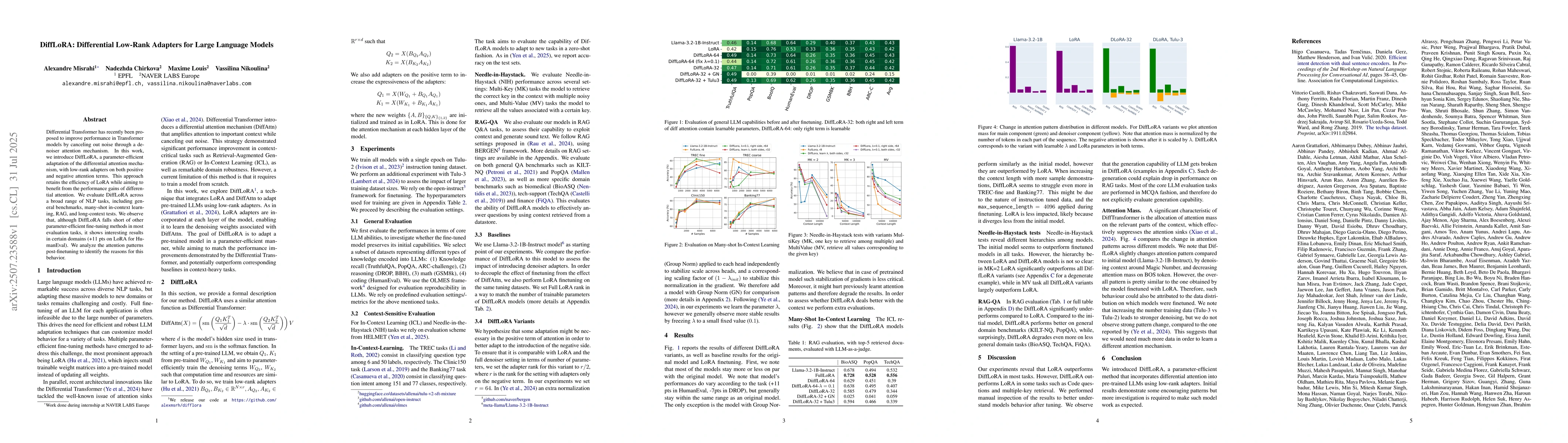 Thumbnail for DiffLoRA: Differential Low-Rank Adapters for Large Language Models