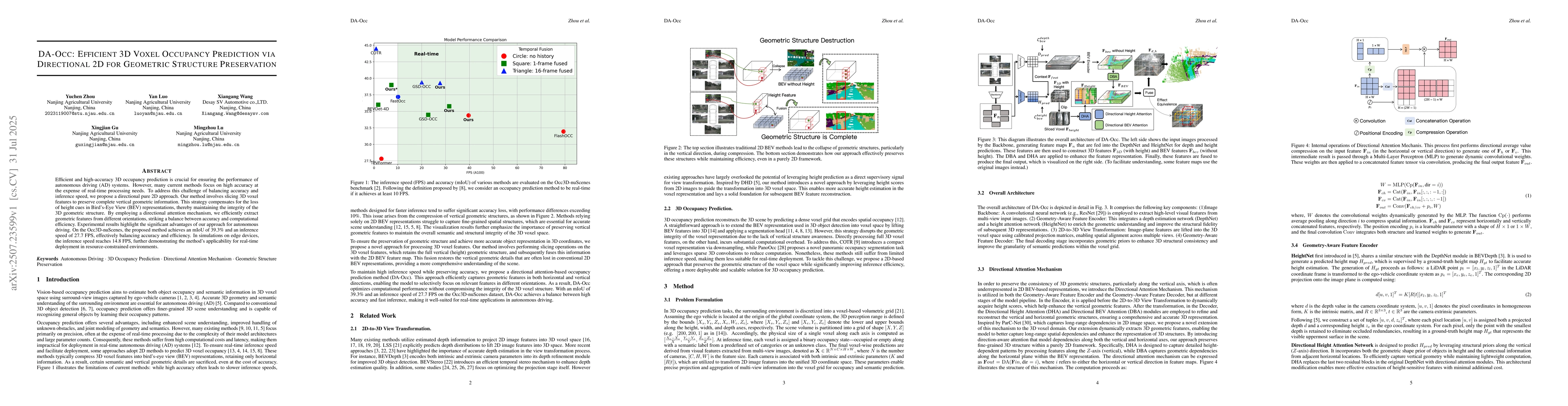 Thumbnail for DA-Occ: Efficient 3D Voxel Occupancy Prediction via Directional 2D for
  Geometric Structure Preservation