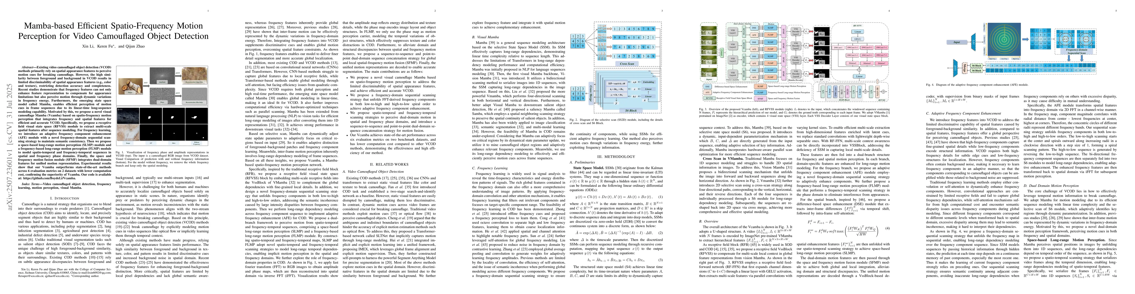 Thumbnail for Mamba-based Efficient Spatio-Frequency Motion Perception for Video
  Camouflaged Object Detection