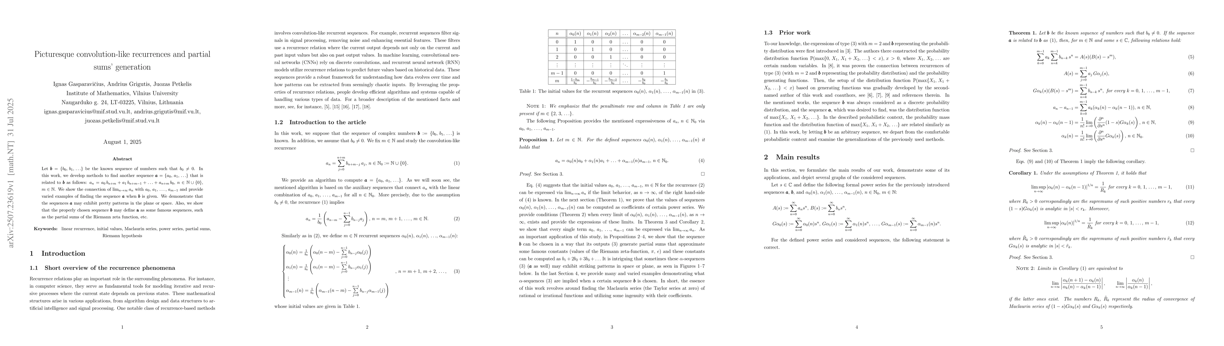 Thumbnail for Picturesque convolution-like recurrences and partial sums' generation