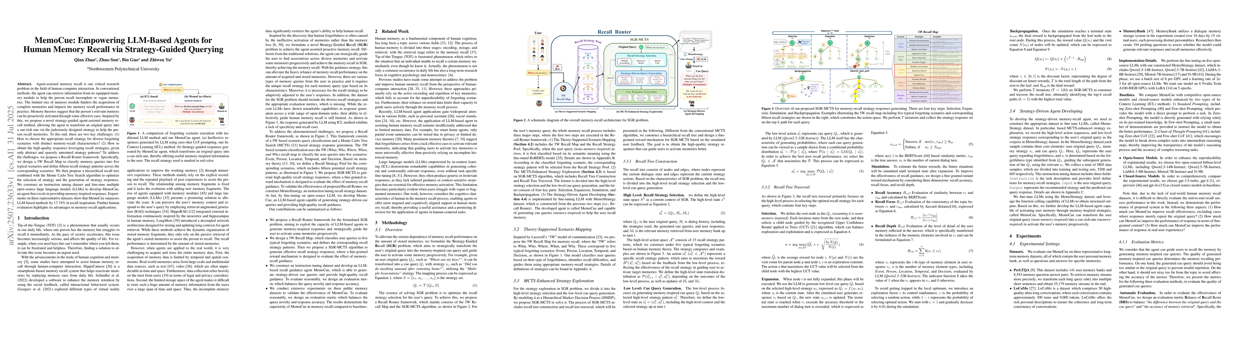 Thumbnail for MemoCue: Empowering LLM-Based Agents for Human Memory Recall via
  Strategy-Guided Querying
