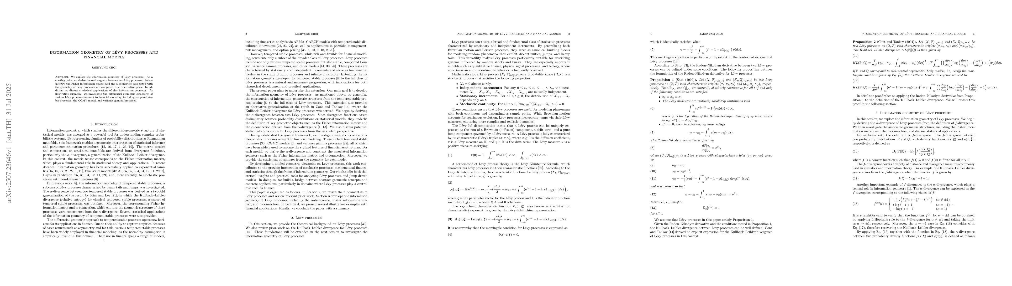 Thumbnail for Information geometry of Lévy processes and financial models