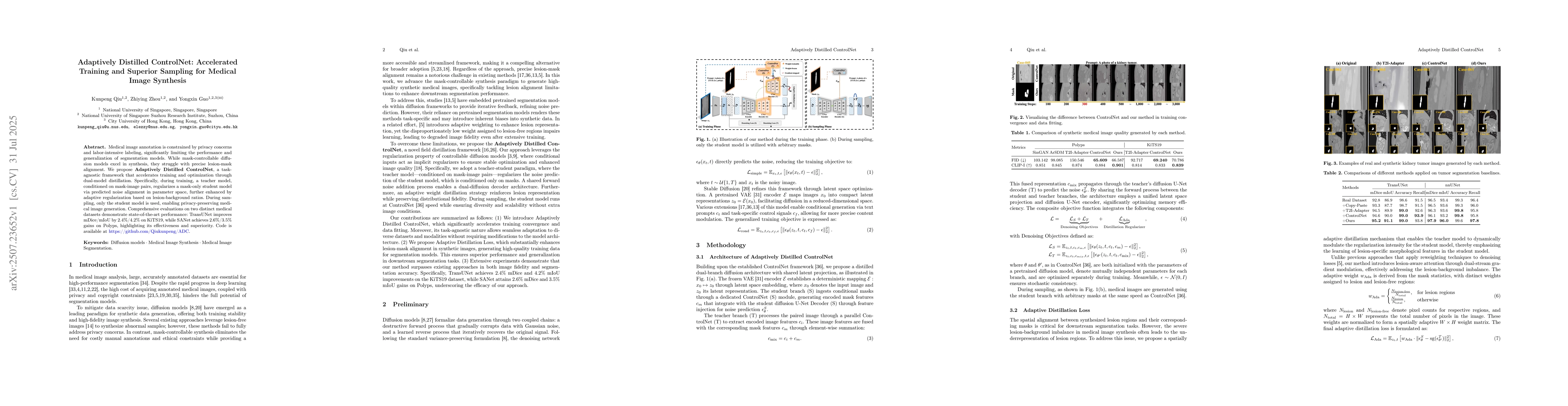 Thumbnail for Adaptively Distilled ControlNet: Accelerated Training and Superior
  Sampling for Medical Image Synthesis