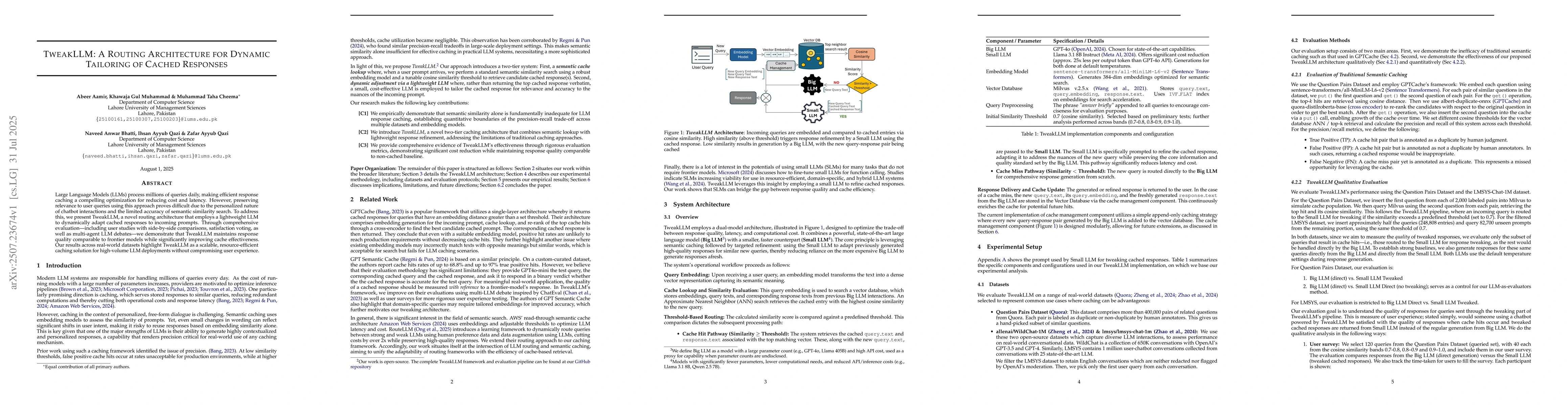 Thumbnail for TweakLLM: A Routing Architecture for Dynamic Tailoring of Cached
  Responses