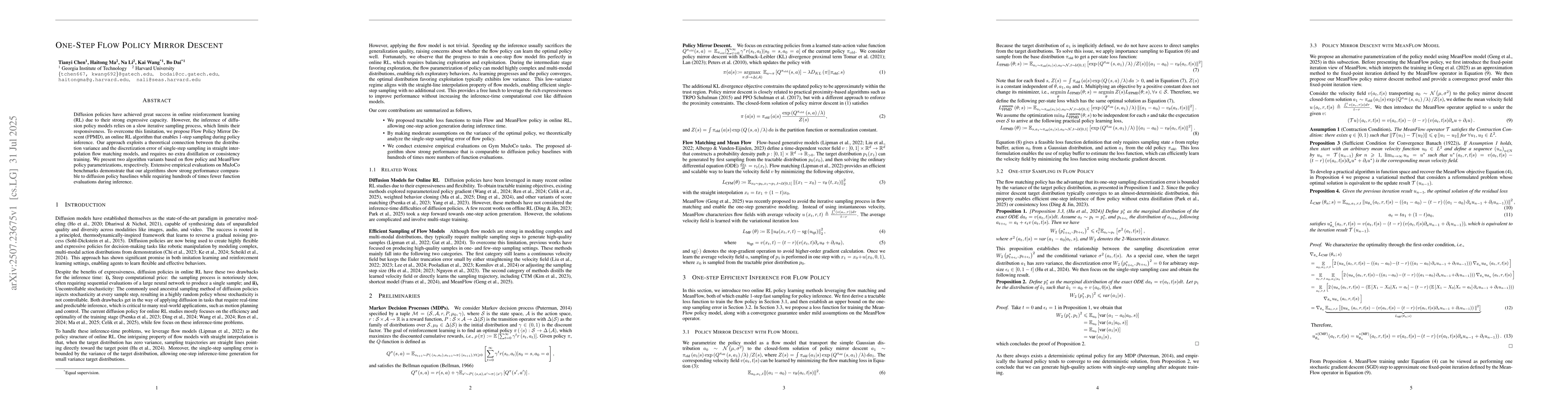 Thumbnail for One-Step Flow Policy Mirror Descent