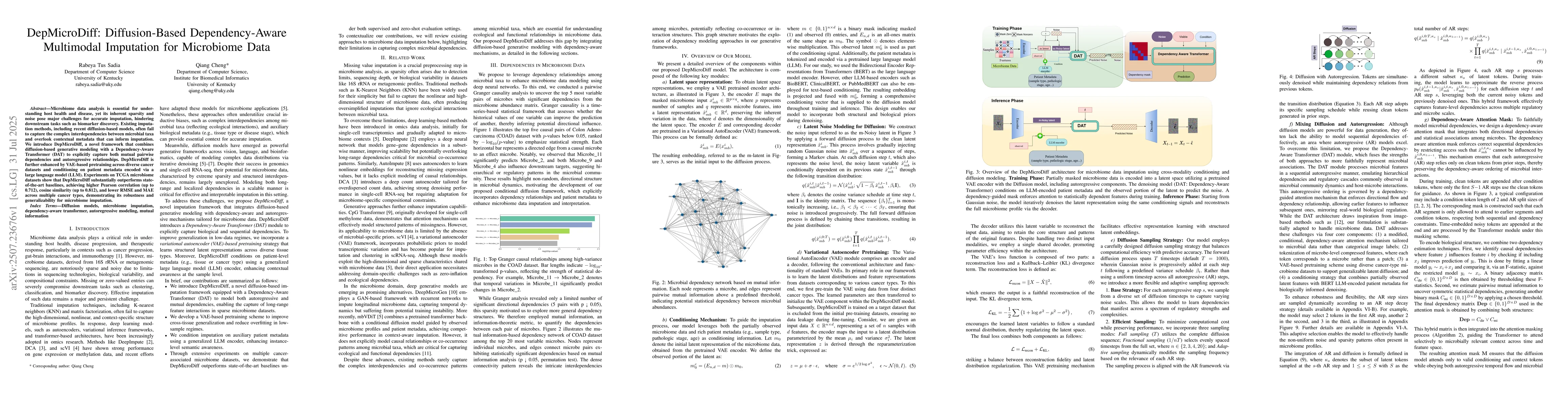Thumbnail for DepMicroDiff: Diffusion-Based Dependency-Aware Multimodal Imputation for
  Microbiome Data