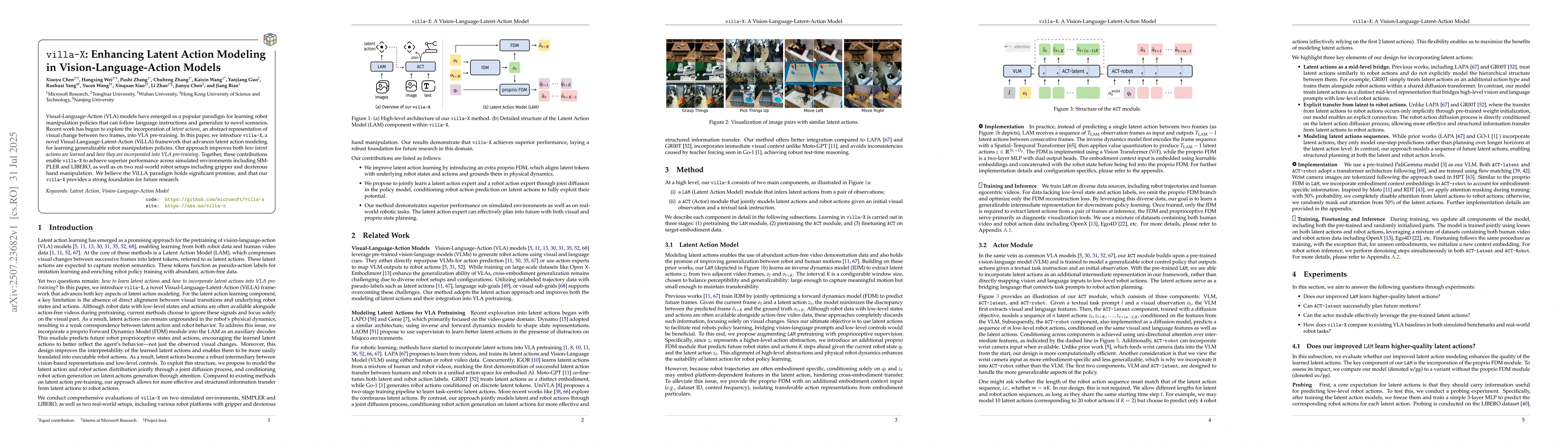 Thumbnail for villa-X: Enhancing Latent Action Modeling in Vision-Language-Action
  Models